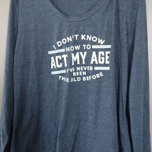 Women's Long Sleeve Graphic Tee - Blue